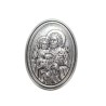 Plaque auto ovale H. 3.8 cm en metal couleur argentee. Plusieurs saints.
