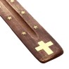 Brûle-encens en bois pour bâtonnets, décor imprimé, 26 × 3,5 cm. Boîte de 4..