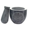 Mortier Arbre de Vie en stéatite avec pilon, H 7 cm, Ø 9 cm. Livré en boîte individuelle.