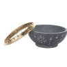 Brûle-encens en stéatite forme bol avec grille, H 4 cm, Ø 9 cm. Livré en boîte individuelle.
