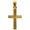 Croix de cou striée en plaqué or H. 1,4 cm. Livrée en boite.