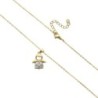 Collier avec chaîne et pendentif ange avec zircon, H. 1.4 cm. Laiton dorée supérieur, L. 44 cm ajustable.