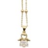 Collier avec chaîne et pendentif ange avec zircon, H. 1.4 cm. Laiton dorée supérieur, L. 44 cm ajustable.