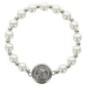 Bracelet sur élastique avec médaille de St Benoit argentée