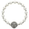 Bracelet sur élastique avec médaille de St Benoit argentée
