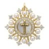 Pendentif en laiton doré grains imitation perle pierres OZ Ø 2.5 cm