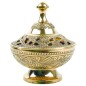 Brule encens en laiton ciselet avec grille, hauteur 12 cm, Ø 9.5 cm. Livre en boite individuelle.