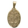 Médaille de la Vierge Miraculeuse inscription en Français de couleur dorée en acier inoxydable. H 2.2 cm
