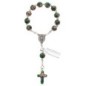 Dizainier sur chaine grains cloisonné en métal Ø 8 mm avec croix- Existe de différentes couleurs-