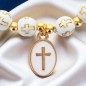 Bracelet sur élastique avec croix sur chaque grains Ø 7 mm