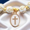 Bracelet sur élastique avec croix sur chaque grains Ø 7 mm