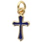 Pendentif croix en laiton doré H. 1 cm. Différentes couleurs de résine