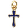 Pendentif croix en laiton doré H. 1 cm. Différentes couleurs de résine