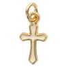 Pendentif croix en laiton doré H. 1 cm. Différentes couleurs de résine