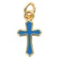 Pendentif croix en laiton doré H. 1 cm. Différentes couleurs de résine