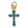 Pendentif croix en laiton doré H. 1 cm. Différentes couleurs de résine