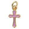 Pendentif croix en laiton doré H. 1 cm. Différentes couleurs de résine