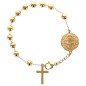 Bracelet en acier inoxydable doré Ø 6 mm avec médaille de St Benoit