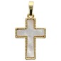 Croix en laiton doré supérieur et coquille naturelle H. 2 cm