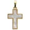 Croix en laiton doré supérieur et coquille naturelle H. 2 cm