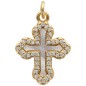 Croix en laiton doré avec coquille et pierre OZ H.1.7 cm