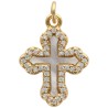 Croix en laiton doré avec coquille et pierre OZ H.1.7 cm