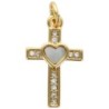 Croix en laiton doré, coeur en coquille et pierres OZ H. 1.5 cm