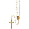 Chapelet chaîne dorée, grains facettés semi-cristal 7 mm, croix avec Christ, 35 cm au cœur..