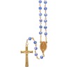 Chapelet chaîne dorée, grains facettés semi-cristal 7 mm, croix avec Christ, 35 cm au cœur..