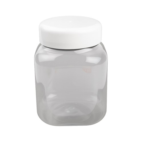 Bocal plastique a couvercle blanc (500g) 10 x 10 cm Hauteur 14 cm..
