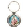 Porte-clés en métal couleur argenté de forme ronde Ø 3.8 cm. Livré en boite cadeaux. Existe avec différents Saints