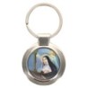 Porte-clés en métal couleur argenté de forme ronde Ø 3.8 cm. Livré en boite cadeaux. Existe avec différents Saints