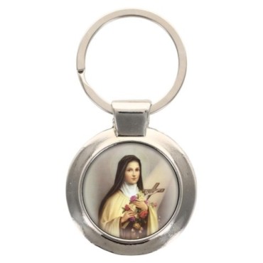 Porte-clés en métal couleur argenté de forme ronde Ø 3.8 cm. Livré en boite cadeaux. Existe avec différents Saints