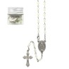 Chapelet fluorescent Ø 4 mm, longueur au cœur 26 cm, chaîne et croix avec Christ, présenté dans un flacon..