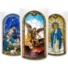 Photophore led en verre avec image des saints- diam- 7 cm- H- 12 cm -fourni sans piles 3 x AAA---