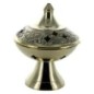 Brûle-encens en laiton ciselé, H 9 cm, Ø 7 cm. Livré en boîte individuelle.