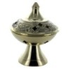 Brûle-encens en laiton ciselé, H 9 cm, Ø 7 cm. Livré en boîte individuelle.
