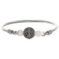Bracelet rigide en acier inoxydable argenté avec médaille de St Benoit
