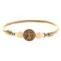 Bracelet rigide en acier inoxydable doré avec médaille de St Benoit