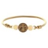 Bracelet rigide en acier inoxydable doré avec médaille de St Benoit