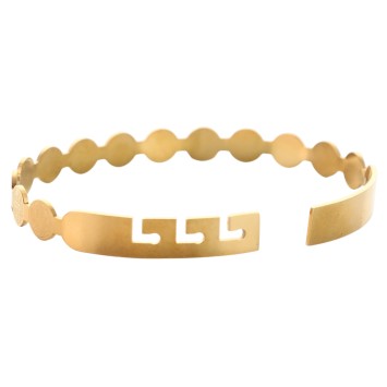 Bracelet de St Benoit réglable en acier inoxydable dorée Ø 7 mm .