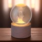 Boule sur socle en bois avec image de saint gravée au laser et lumière LED - H 8.5 cm