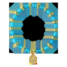 Bracelet sur élastique grains rond en verre Ø 6 mm avec médaille de la V. Miraculeuse de couleur dorée. Différentes couleurs