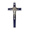 Croix de saint Benoit en metal couleur argentee emaille, hauteur 20 cm..
