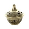 Brûle-encens en laiton ciselé avec grille, H 8 cm, Ø 6 cm. Livré en boîte individuelle.