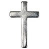 Pin´s croix en métal couleur argentée H. 2,5 cm.