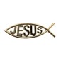 Plaque poisson Ictus autocollante avec inscription Jésus  H. 4,5 x 13 cm. Différentes couleurs