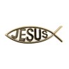 Plaque poisson Ictus autocollante avec inscription Jésus  H. 4,5 x 13 cm. Différentes couleurs