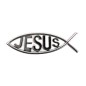 Plaque poisson Ictus autocollante avec inscription Jésus H. 4,5 x 13 cm. Différentes couleurs Plastique..