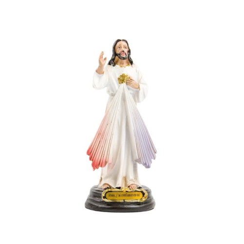 Statue du Christ Miséricordieux en résine peinte à la main.